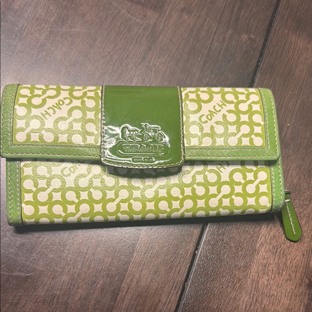 Coach Green and Beige Wallet